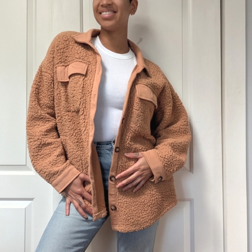 Women's Tan Sherpa Jacket